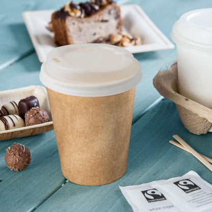 BIOZOYG Coffee To Go lid for cups Ø 80mm I 1000 lids for paper cups made of CPLA bioplastic 100% biodegradable, compostable, recyclable I Flat white lid with drinking hole