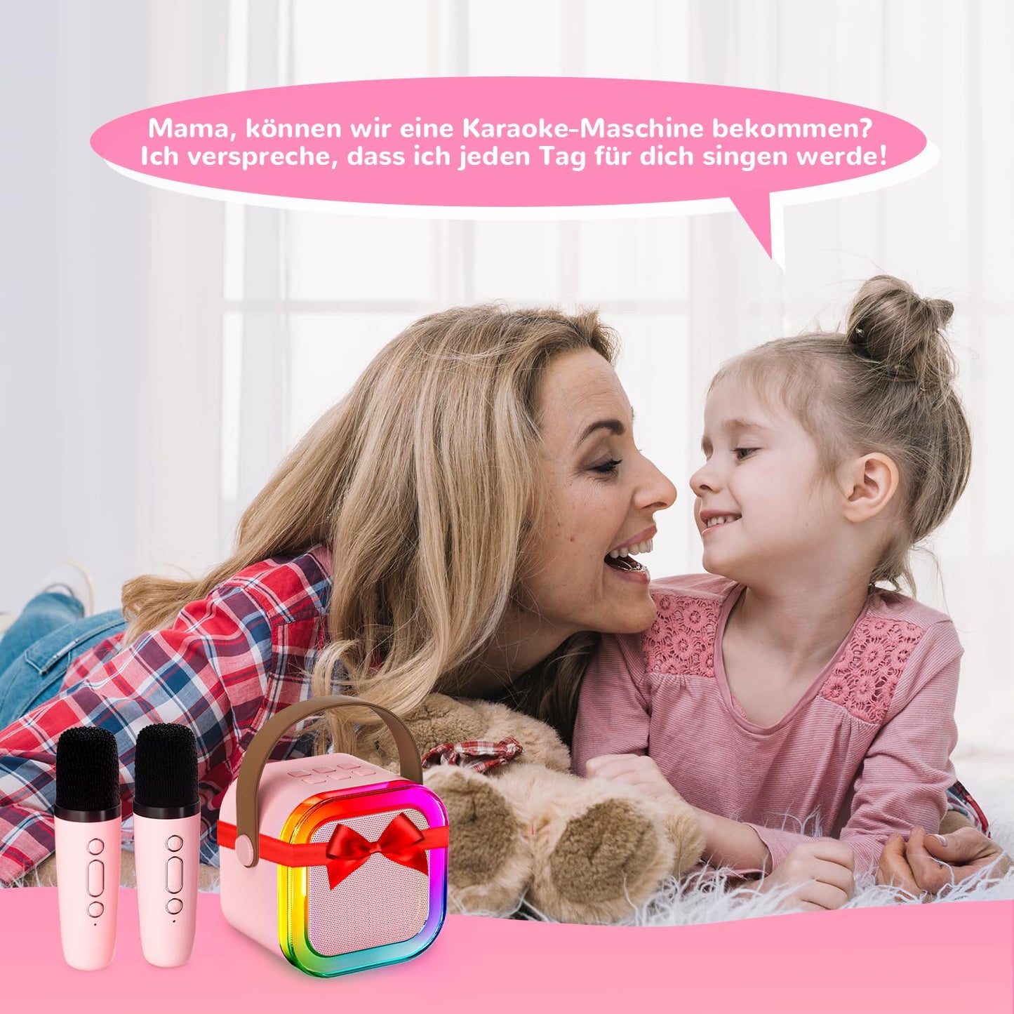 Karaoke Machine for Kids with 2 Karaoke Microphones: [Latest] Mini Karaoke Machine - Karaoke System with 2 Microphones - Music Instrument Accessory Box - Gifts for Girls Kids Toys 3-12 Years