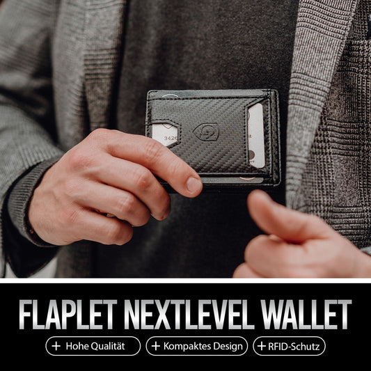 GenTo FLAPLET - Wallet with/without coin pocket - TÜV certified RFID NFC protection - Magic Wallet - Includes gift box - Smart Wallet - Purse for men/women