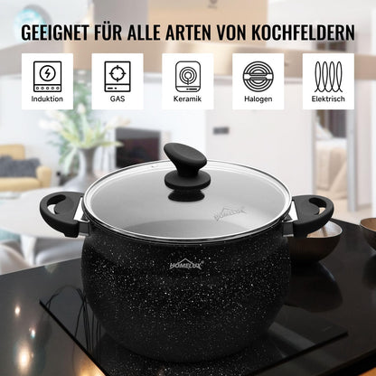28cm cooking pot Homelux pot induction cooking pot with glass lid, non-stick coating, 12L soup pots made of aluminum for all types of stoves (H-C28)
