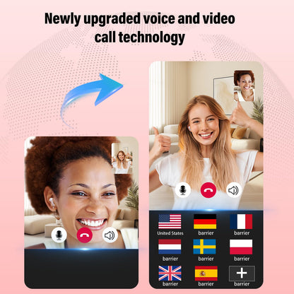 AI headphone translator, 3-in-1 Bluetooth 5.3 real-time voice translator headphones with 164 languages/6 translation modes, 40hr translator earbuds with ENC mic and app for learning, traveling, business Pink