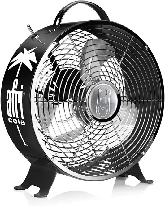 CUBES Afri Cola Fan I Retro Design I Table Fan I 26cm Diameter I for Home Office, Desk, Balcony