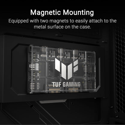 ASUS TUF Gaming ARGB PWM Fan Hub (6x ports for PWM case fans and ARGB control, 2x SATA power connectors, syncs cooling and lighting effects, magnetic mounting, power indicator)