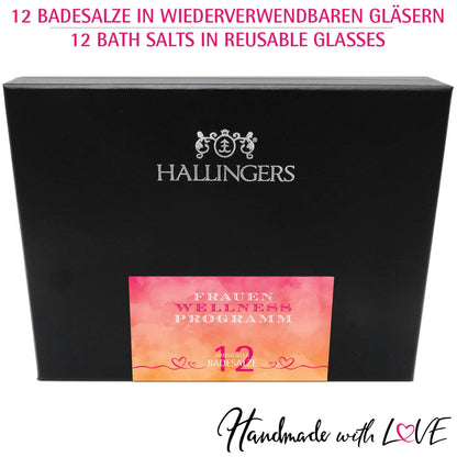 Hallinger's Women's Wellness Program - 12-pack bath salt gift set with Dead Sea salts - Christmas gift ideas & gifts Advent calendar | Congratulations New Home