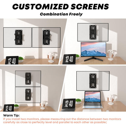 Height adjustable monitor wall mount for 1 monitor, suitable for 13-35 inch screens. Ultra-slim PC monitor holder, swivel and tilt, with VESA 75x75/100x100mm, supports up to 10kg.