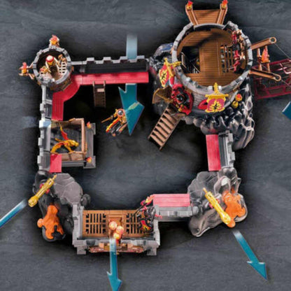 PLAYMOBIL Novelmore 70221 Burnham Raiders Fortress with working cannons and fireball release, wall breach, and dragon cage, for ages 4 and up.