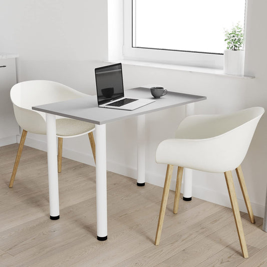 AKKE 70x40 | Dining table - Table with white legs - Kitchen table - Desk | Light Graphite