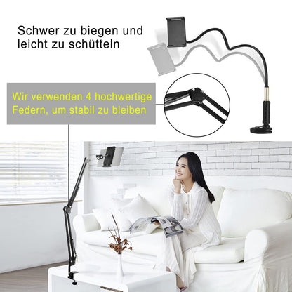 Tablet stand for bed holder - stand holder 360 degree rotatable with stable aluminum arm for iPad, tablets, phones or other devices with 4.5 to 12.9 inch screen.
