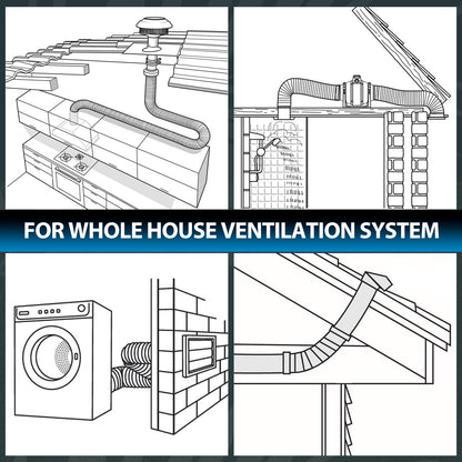 Hon&Guan ø100mm 5m Long Exhaust Hose, PVC Aluminum Flex Duct Vent Hose with 2 Stainless Steel Hose Clamps for Portable Air Conditioner, Dryer, Exhaust Fan, Range Hood, Ventilation System, Gray