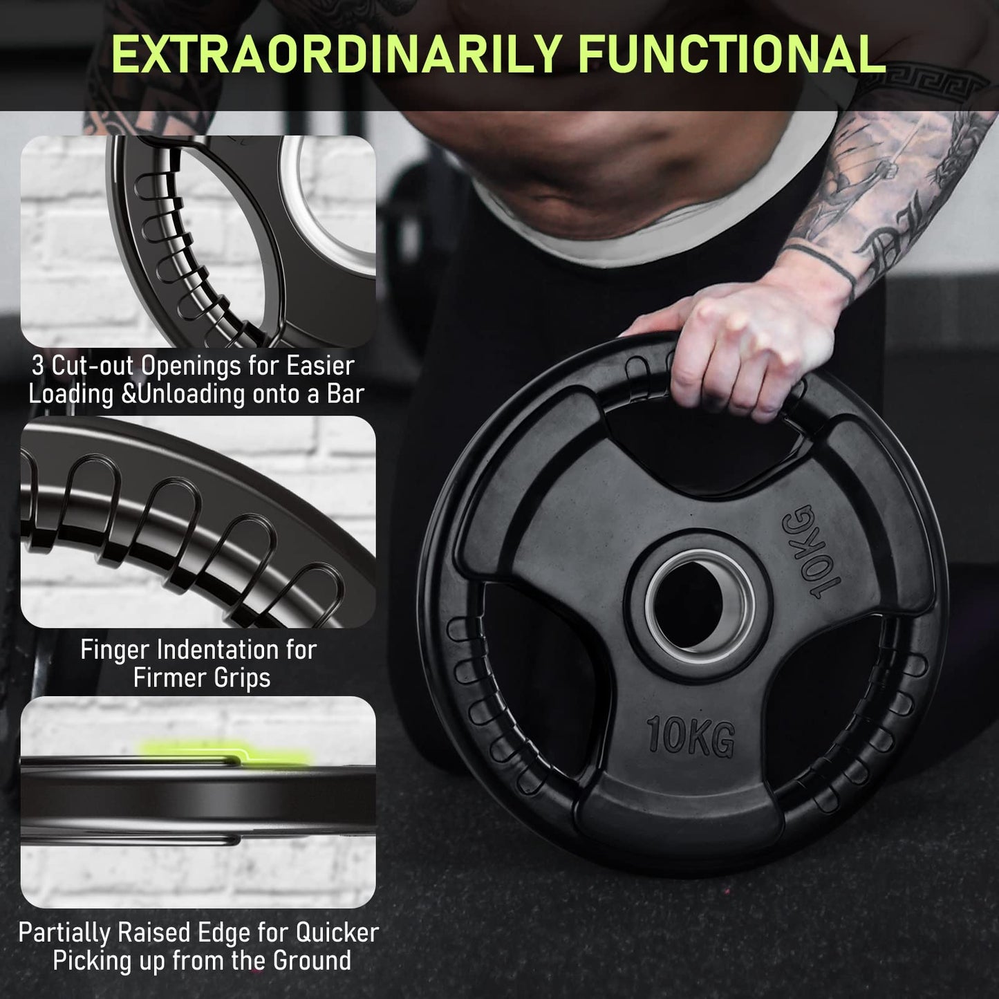 PhysKcal 1.25kg, 2.5kg rubber weight plates set for Olympic barbells, barbell weight set, dumbbell plates for international barbells, change plates, fractional plates