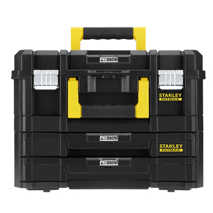 STANLEY FatMax Pro-Stack tool box empty tool case - tool chest (21.5L capacity, with 2 drawers and organizers for small parts, with metal closures) FMST1-71981