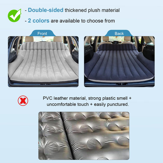 Ciremiv car mattress with double-sided, thick flocking, car air mattress with pump and built-in pillow/leak-proof, comfortable, durable car bed for car camping, road trips.
