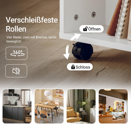 SoBuy Printer Cabinet with Wheels - Stable printer table, roll container, desk base cabinet, printer cabinet, side table with wheels for office & home office White 60x75x35cm FBT68-W