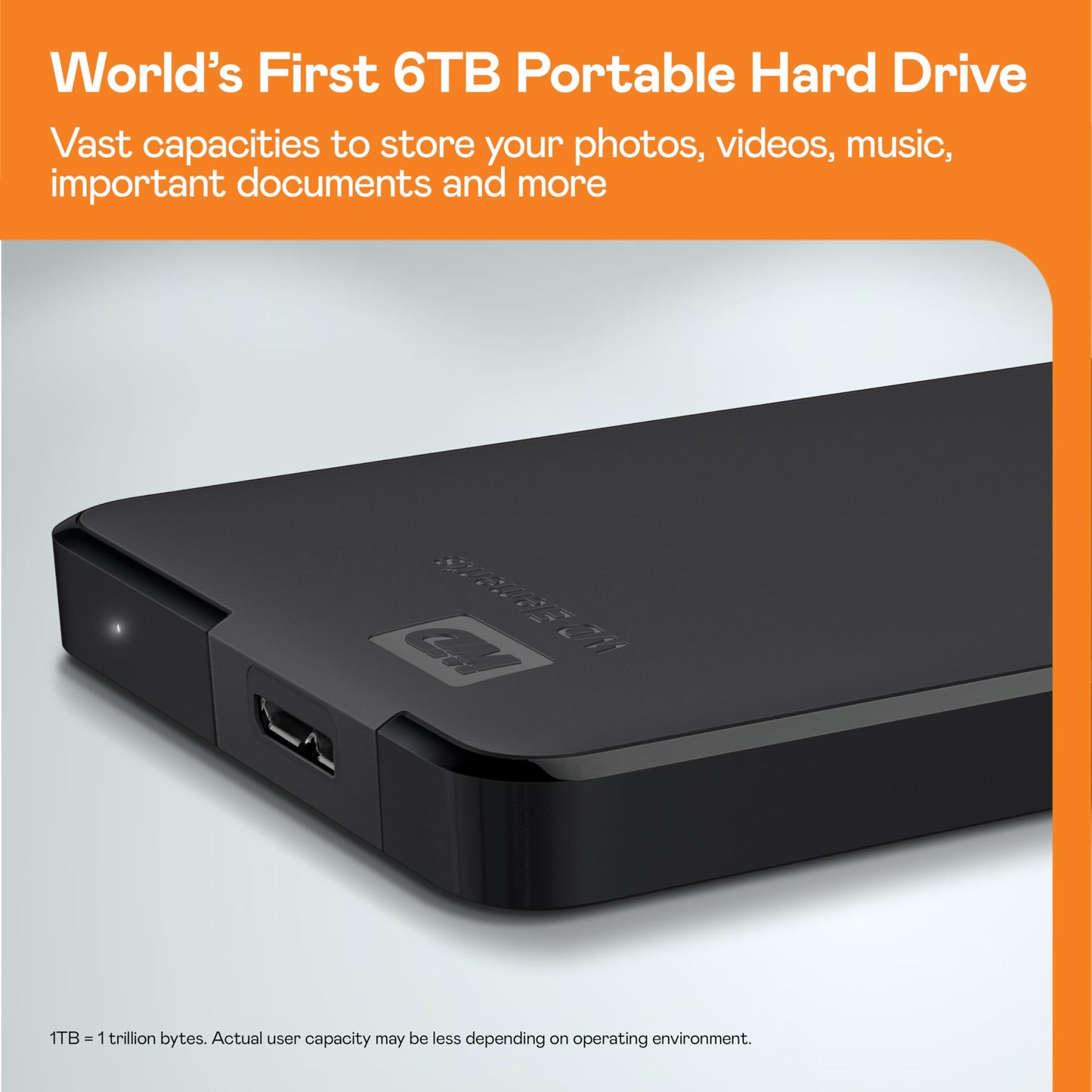 WD Elements Portable external hard drive 2TB (portable storage, USB 3.0 interface, plug-and-play, formatted for Windows) Black