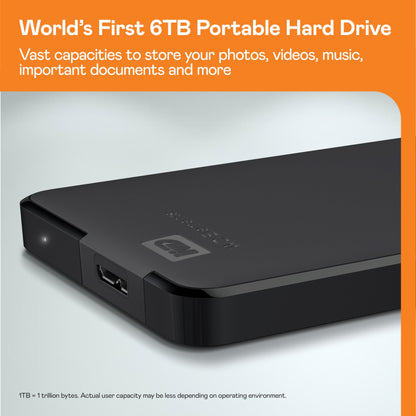 WD Elements Portable external hard drive 2TB (portable storage, USB 3.0 interface, plug-and-play, formatted for Windows) Black