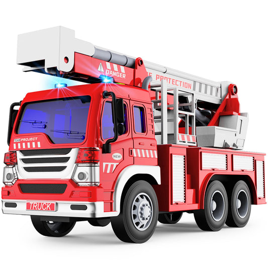 GizmoVine Fire Truck Large, Fire Department Toy Car with Ladder, Sound and Light, Big Car Toy Model, Gifts for Boys Girls, Children Fire Truck Vehicles from 3 4 5 6 7 8 Years