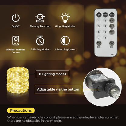 Outdoor string lights 50M, 500LED 8Modes Christmas tree string lights IP67 Weatherproof Sparkling fairy lights for Christmas decoration garden balcony decor room lighting weddings