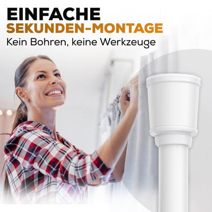 MEISENBERG Tension Curtain Rod 320-370cm, White, Ø 32mm, No Drilling Curtain Rod for Windows, Showers, and Partitions.