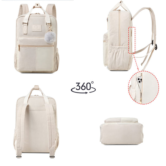 Makukke backpack for women and men, cord daypack with anti-theft pocket, casual school bag for everyday use.