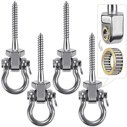 SELEWARE Robust Swing Hangers with Ball Bearings, Stainless Steel Swing Hardware for Patio and Playground, Quiet Swivel Hooks - Sturdy Swing Hardware, 1500 lbs Weight Capacity, 4 Pieces