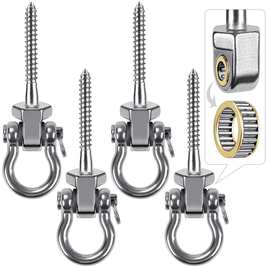 SELEWARE Robust Swing Hangers with Ball Bearings, Stainless Steel Swing Hardware for Patio and Playground, Quiet Swivel Hooks - Sturdy Swing Hardware, 1500 lbs Weight Capacity, 4 Pieces