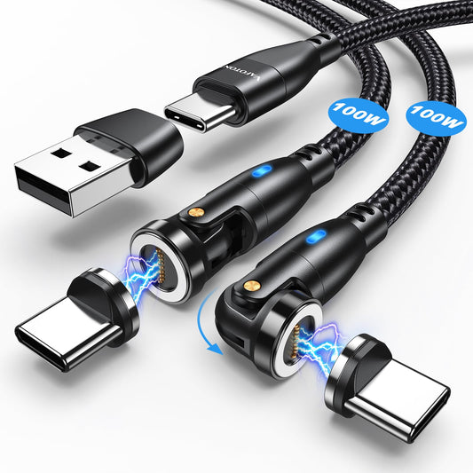 VAFOTON USB C Magnetic Charging Cable 100W (2Pack, 1.8m/1m), 9Pins Fast Charge Magnetic Charging Cable, USB C/A to Type C Magnetic Data Cable, 5A Magnetic Cable for Galaxy S23/Tablet/Laptop/MacBook