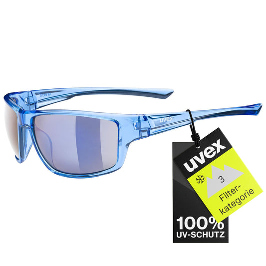 uvex sportstyle 230 - Sport sunglasses for men and women - strong protection against sunlight - 100% UVA, B, C protection - clear blue/mirror blue - one size