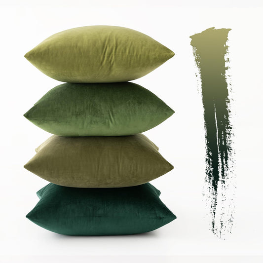 MIULEE Christmas Velvet Throw Pillow Covers Set of 4 Soft Decorative Cushion Cases for Sofa Couch Bed Living Room Kids 50x50cm Forest Green Series
