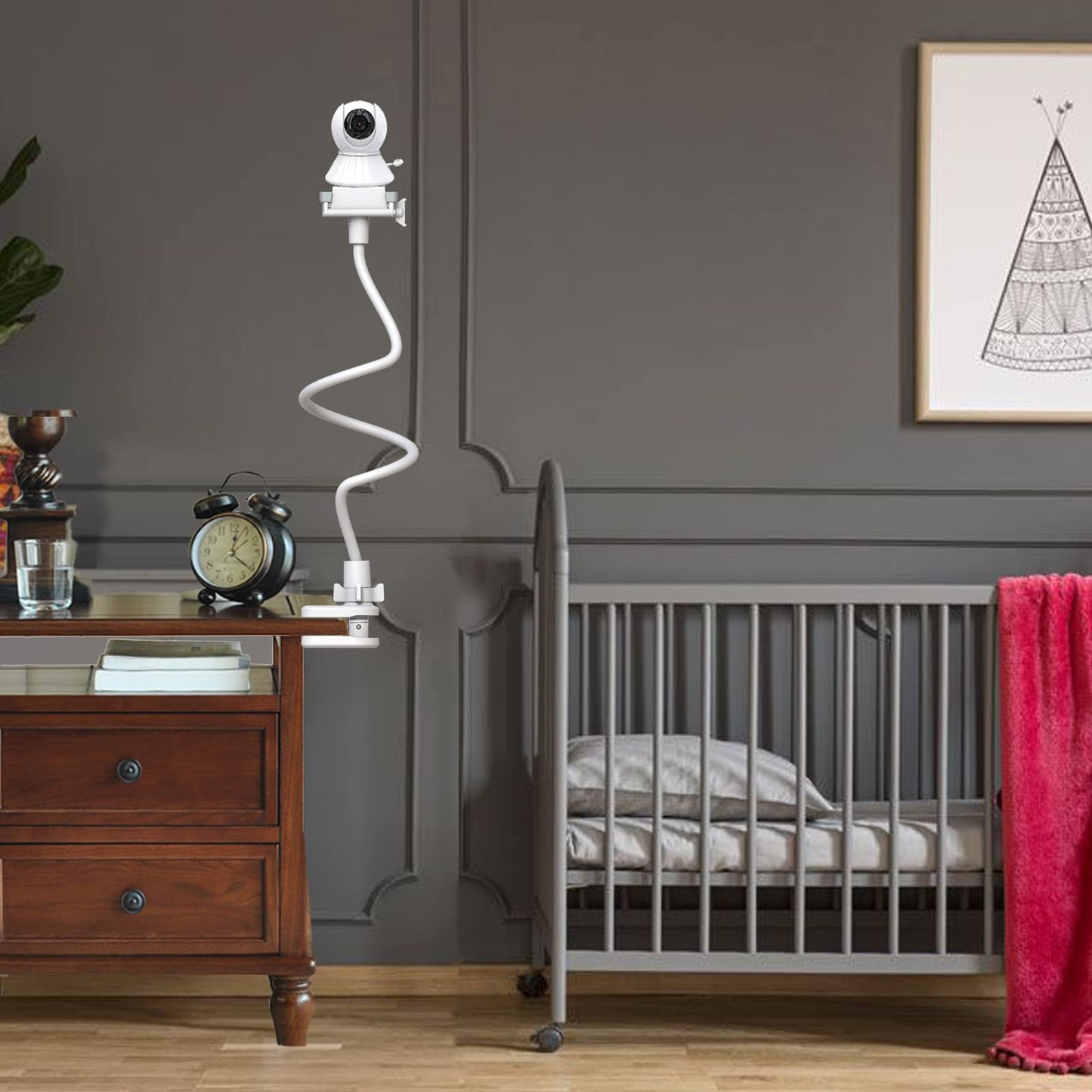 Derebir baby monitor holder camera mount compatible with Philips Avent/Momcozy/GHB/Hellobaby/Blemil/jeeber-VB805PR baby monitors.