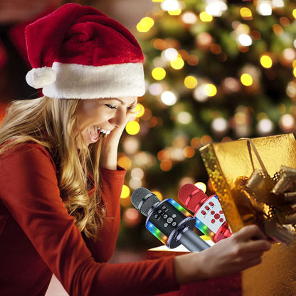 BONAOK Karaoke Microphone for Kids, Home KTV Bluetooth Karaoke Machine, Portable Kids Karaoke Microphone, Party Speaker for Smartphone PC (Q78 Black)