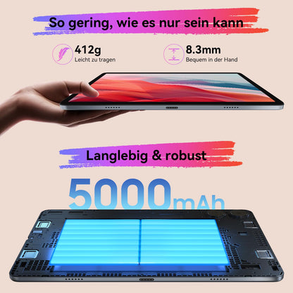 TABWEE Android 15 tablet with keyboard - 24GB RAM+256GB ROM (2TB TF), Octa-Core, gaming tablet 10 inches, 5000mAh, 8MP+5MP, Gemini AI, Widevine L1, 5G WiFi, GPS, Face ID (2-year warranty)