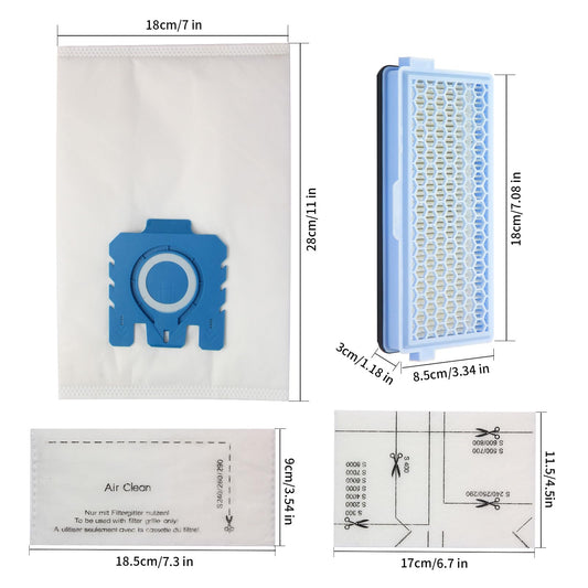 12 GN vacuum cleaner bags 3D dust bags compatible with Miele, GN dust bags compatible for Miele bags 3 HEPA filters 6 microfilters, Complete C2 C3 S2 S5 S8 for S4000, S5000, S6000 & S8000 series.