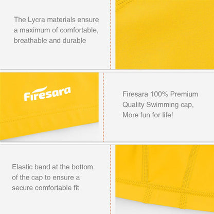 Firesara Lycra Swim Cap, Lycra Swim Cap Anti-Tear Coated Comfortable No Slip for Men Women Long Short Hair Adult Boys Girls
