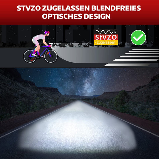 StVZO approved bike light, USB front lights battery, MONTOP LED bike lighting bike lamp, bike light, bike lights for children and adults BRIGHT