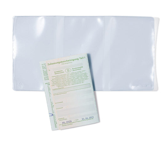 HERMA 5044 transparent ID card holder for 3 cards, 25 pieces, triple card holder for protection of vehicle registration certificates & EU driver's licenses, plastic card sleeves protective covers set, clear.