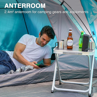 Portal tent for 3-4 people camping, waterproof with 4000mm dome tent and vestibule. Family tent, festival tent for camping, travel, garden.