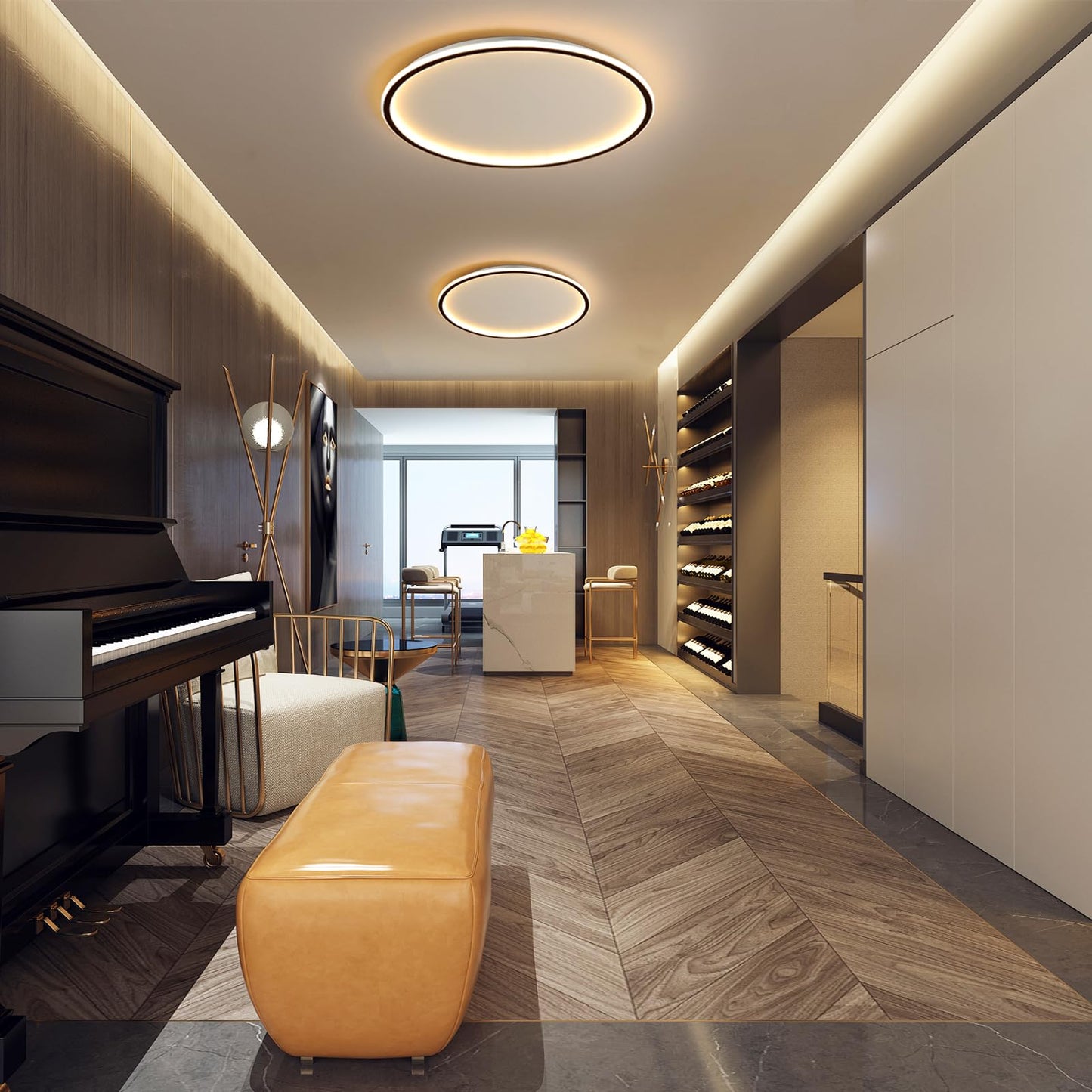 MOONSEA LED Ceiling Light Dimmable with Remote Control, 28W Black LED Ceiling Lamp Φ41.5CM 3000K-6000K, Indirect Lighting Ceiling Light for Bedroom, Kids Room, Kitchen, Dining Room