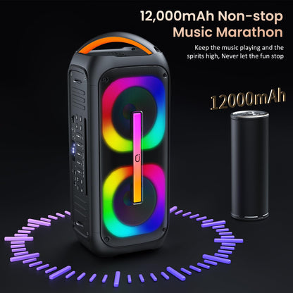 JAUXXIAN Karaoke machine with 2 microphones, large portable Bluetooth speaker with RGB light, karaoke system for karaoke, house party, PA system for adult party box supports TF/USB, AUX,Rec.