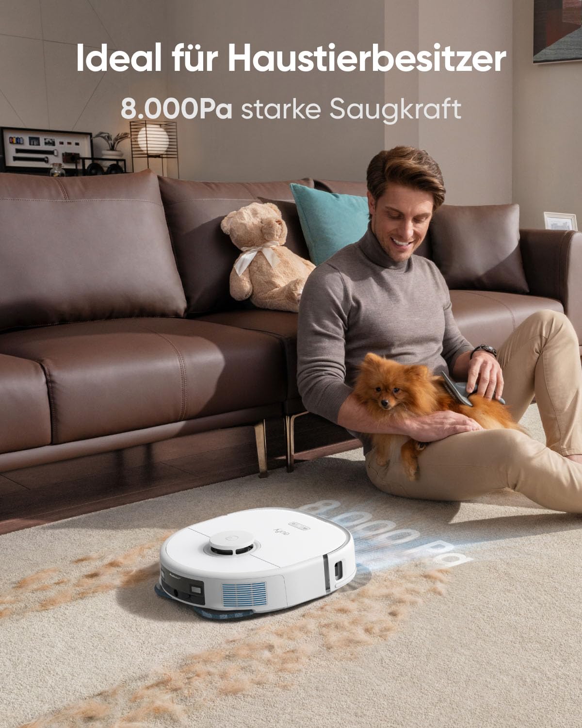 eufy X10 Pro Omni robotic vacuum with mopping function & docking station, all-in-one station, 8,000Pa, auto empty/refill, 2× auto lift mop with auto wash/dry, active obstacle avoidance (white)