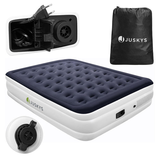 Juskys self-inflating air mattress 150x200cm - air bed for 2 people with built-in air pump - ideal as a guest bed or camping mattress - waterproof