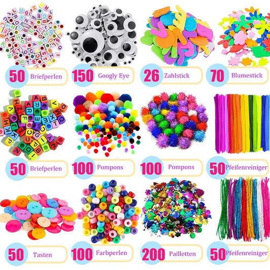 Goodenguy Craft Kit for Kids, 3000+ Pcs Craft Kit Supplies Material Set, Large Craft Box Gifts for Girls Boys 3 4 5 6 7 8 9 10 11 12 Years Old - Light Green