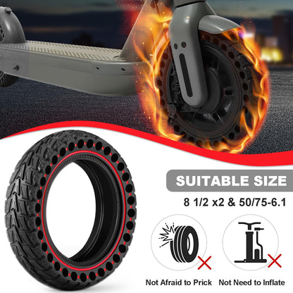 Monuary 2-pack E-scooter tires 50/75-6.1 Tubeless solid rubber tires, also suitable for sizes 8.5 x 2.0 and 8 1/2 x 2. Puncture-proof, no maintenance required.