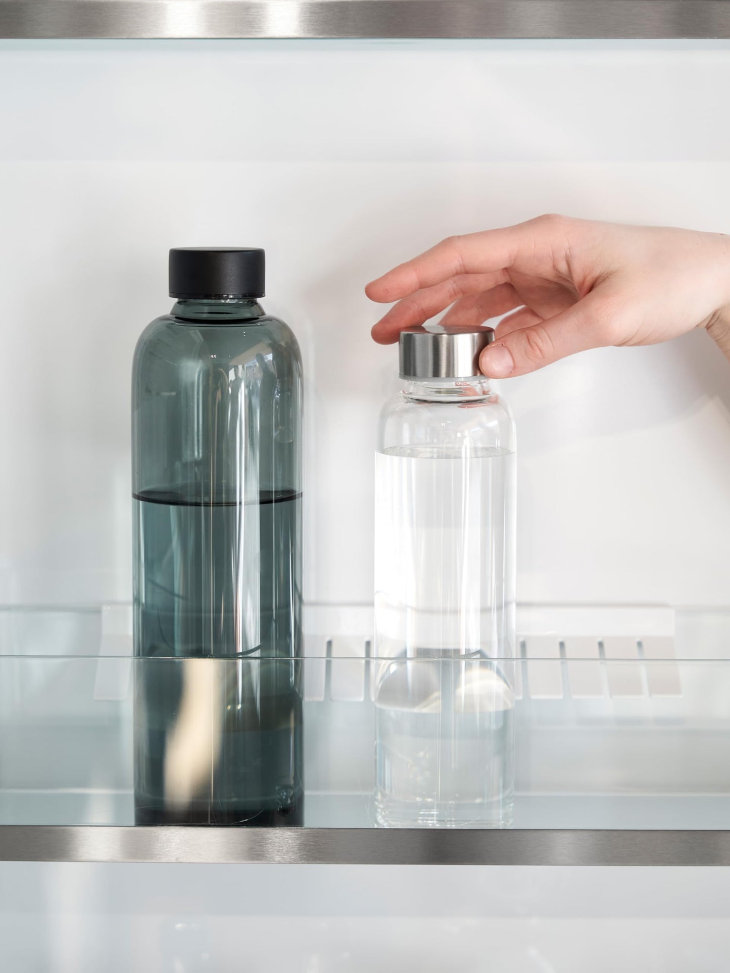 Spottle glass drinking bottle 1L - glass bottle 500ml - 750ml - 1 liter with neoprene sleeve - protective cover - glass drinking bottle with screw cap (Gray mottled (old), 1000 ml)
