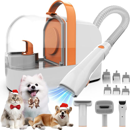 AIRROBO dog grooming machine with vacuum 12000 Pa, pet brush hair remover for dogs cats, quiet grooming machine for dogs with grooming tools, 1.4L dust container, PG10