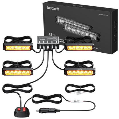 4x6 LED warning light front flash strobe light waterproof IP68 flashing light warning beacon flash module warning light emergency light caution flashing light for 12/24V truck, truck, emergency