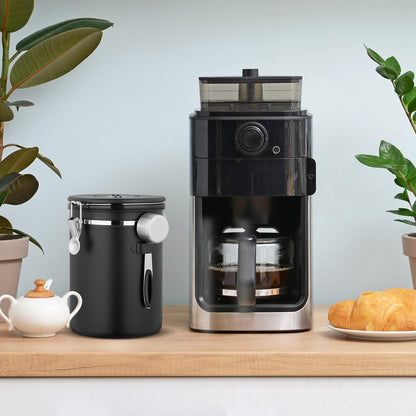 SMRONAR Coffee Canister Airtight, 2.8L Coffee Beans Container made of Stainless Steel, 1kg Beans Vacuum Coffee Can, Airtight Stainless Steel Coffee Canister with CO2 Valve, Measuring Spoon & Date Display for Tea Nuts Cocoa.