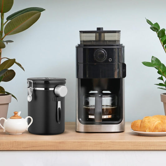 SMRONAR Coffee Canister Airtight, 2.8L Coffee Beans Container made of Stainless Steel, 1kg Beans Vacuum Coffee Can, Airtight Stainless Steel Coffee Canister with CO2 Valve, Measuring Spoon & Date Display for Tea Nuts Cocoa.