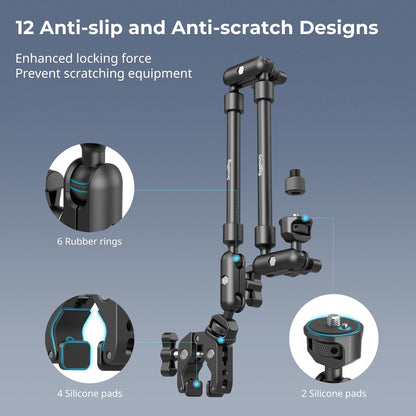 SMALLRIG 22" Magic Arm with Clamp, Flexible Camera Desk Mount & Clamp, Overhead Phone Holder, Articulating Arm with Friction Extension with 1/4" Thread, for light, webcam, microphone, action camera - 4766