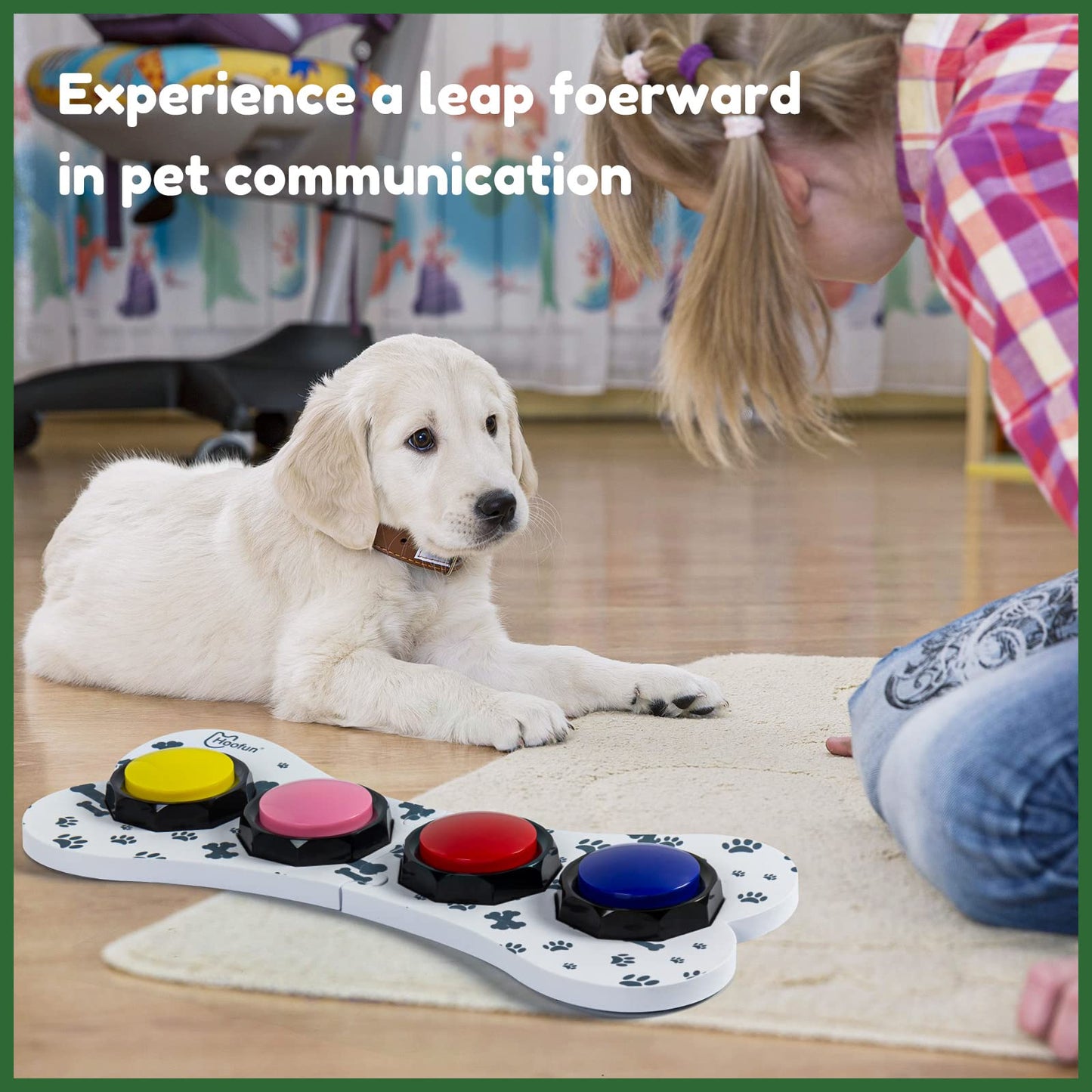 WHATOOK Dog Buttons Communication for Cat Dog, Buzzer with Recording Function, 4-Pack Recordable Training Sound Pad for Dogs Kids Press for Interaction, Games to Communicate and Speak