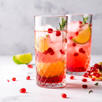 Krosno Glassware Water Glasses Set of 6, Dishwasher Safe, Clear with Crystal Effect, 300ml Highball Cocktail Gin Water Drinking Glasses.